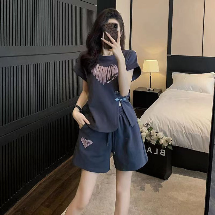 Nuevo conjunto de pantalones cortos de manga corta estilo chino para mujer – Verano 2024, conjunto deportivo informal de dos piezas a la moda