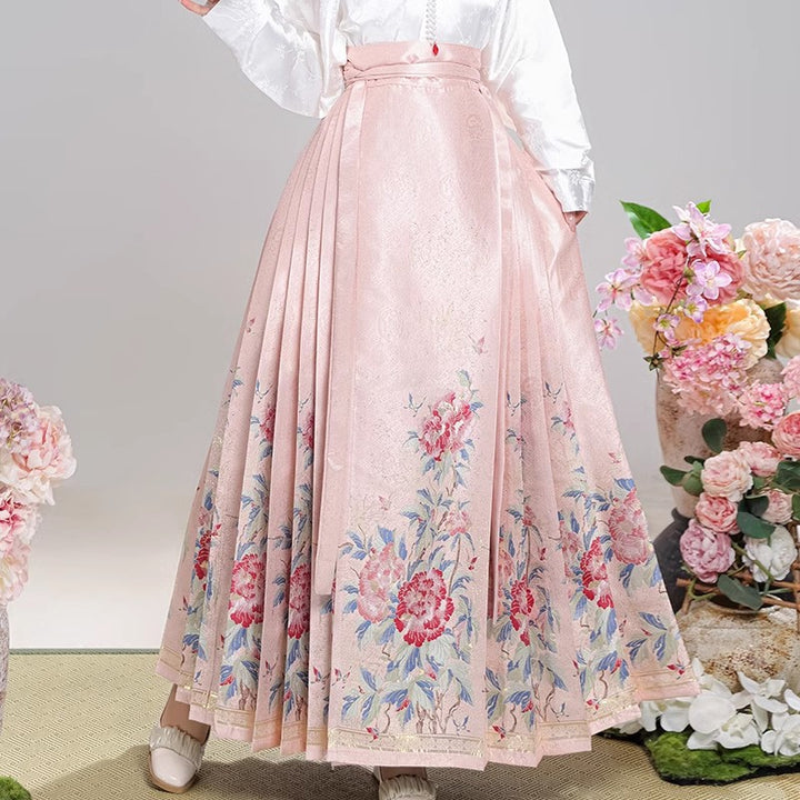Hanfu estilo Ming modernizado para mujer | Conjunto de falda Ma Mian con brocado | Edición otoño/invierno