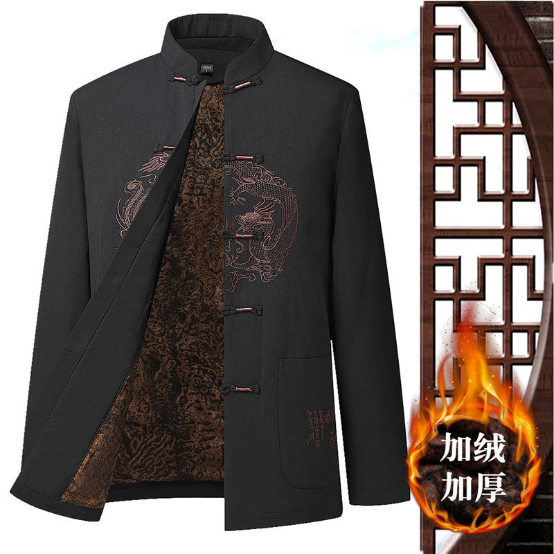 Elderly Men's Tang Suit Cotton-Padded Jacket | Winter Dad's Coat | Grandpa's Autumn and Winter Chinese Style Thickened and Fleece-Padded Set