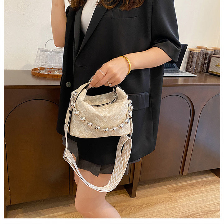Nuevo bolso estilo cubo de tela con cuentas de estilo chino - Verano 2024, bandolera y bandolera con cadena