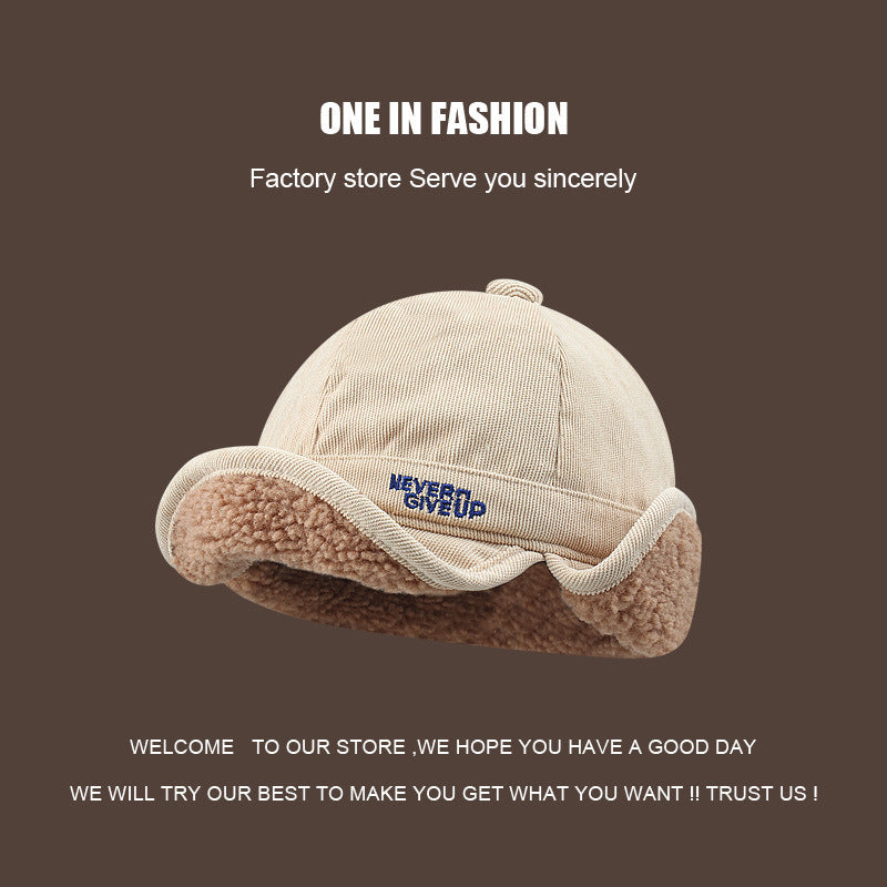 Gorro de aviador de lana de cordero gruesa Trendy Ins: gorro cálido con orejeras para hombre y mujer, ideal para ciclismo de invierno.