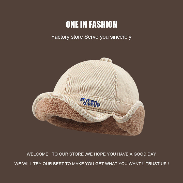 Gorro de aviador de lana de cordero gruesa Trendy Ins: gorro cálido con orejeras para hombre y mujer, ideal para ciclismo de invierno.