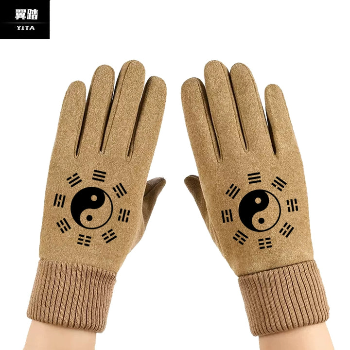 Guantes de estilo chino para Tai Chi, guantes de artes marciales para ejercicios matutinos de Tai Chi, de gamuza sintética, unisex, para ciclismo, resistentes al viento, cálidos y personalizables.