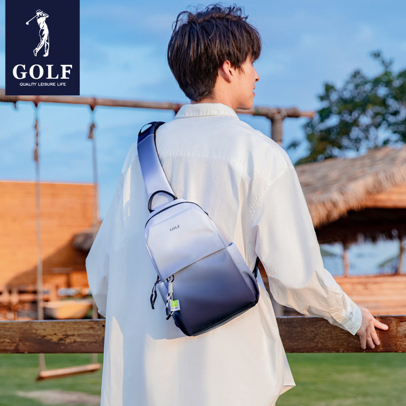 GOLF胸包小众水墨渐变国潮风休闲清新大容量轻便百搭单肩包斜挎包