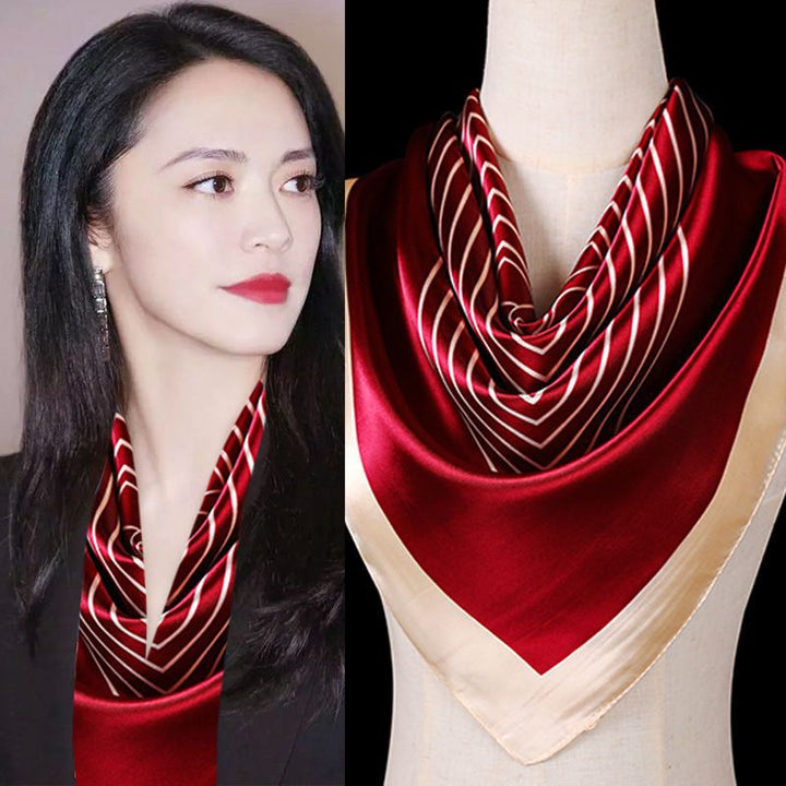 Pañuelo cuadrado de seda para mujer de 90 cm, estampado satinado, al por mayor