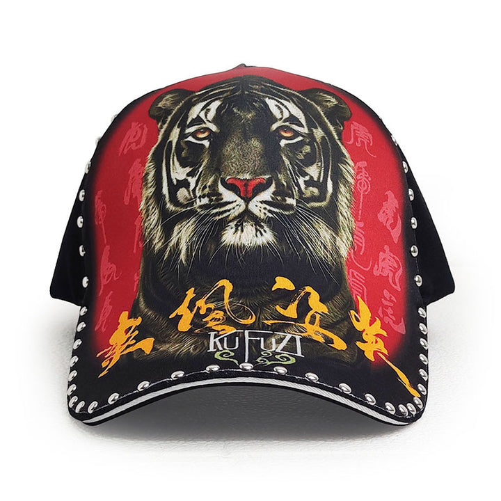 Gorra de béisbol unisex con estampado del zodiaco tigre de tendencia nacional: estilo chino, con cabeza de tigre y un estilo de pico de pato llamativo y elegante.