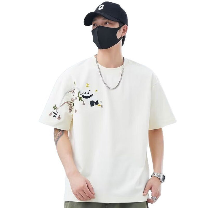 Camiseta de manga corta estilo chino para hombre, ropa de verano 2025, nueva tendencia de marca de moda, suelta, versátil, fina, estilo chino, media manga