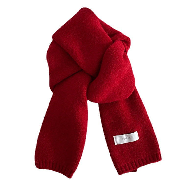 Bufanda de punto unisex de invierno: rojo festivo para Navidad y Año Nuevo