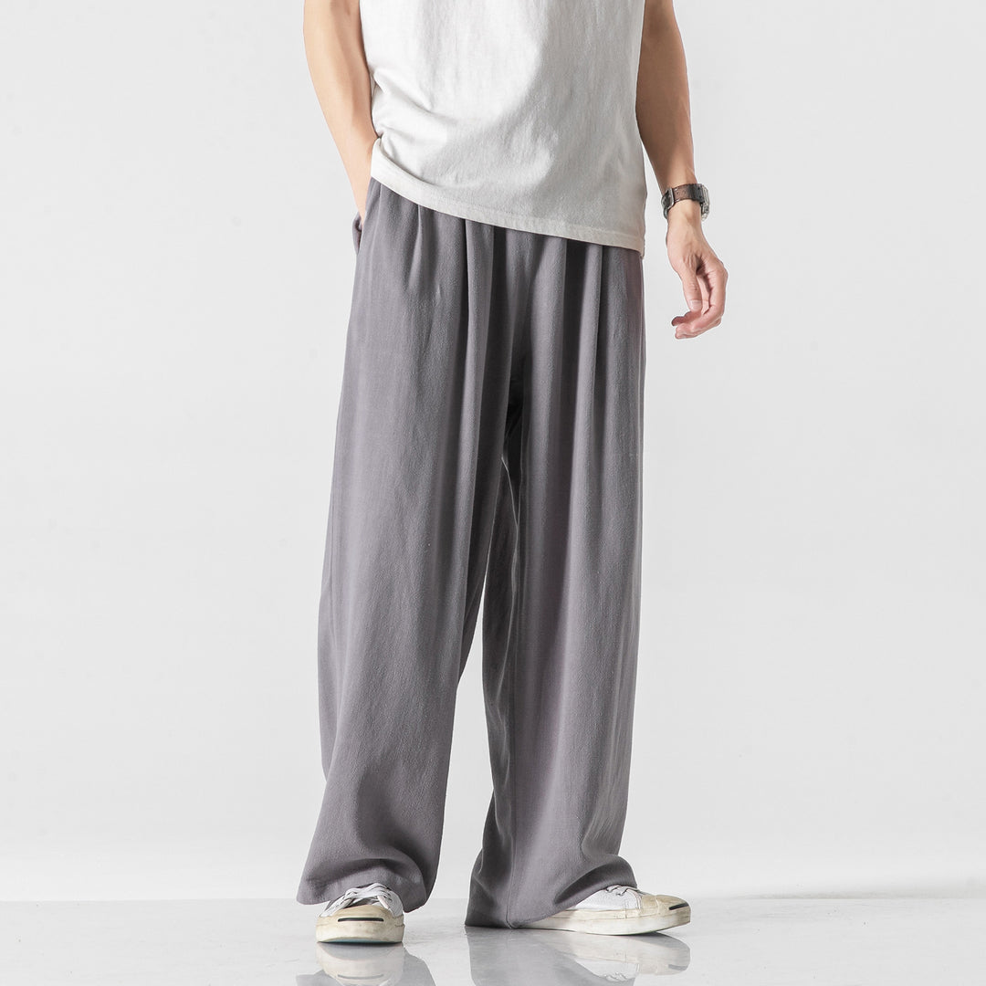 Men’s Chinese-Style Cotton-Linen Pants | Loose-Fit Straight-Leg Summer Trousers