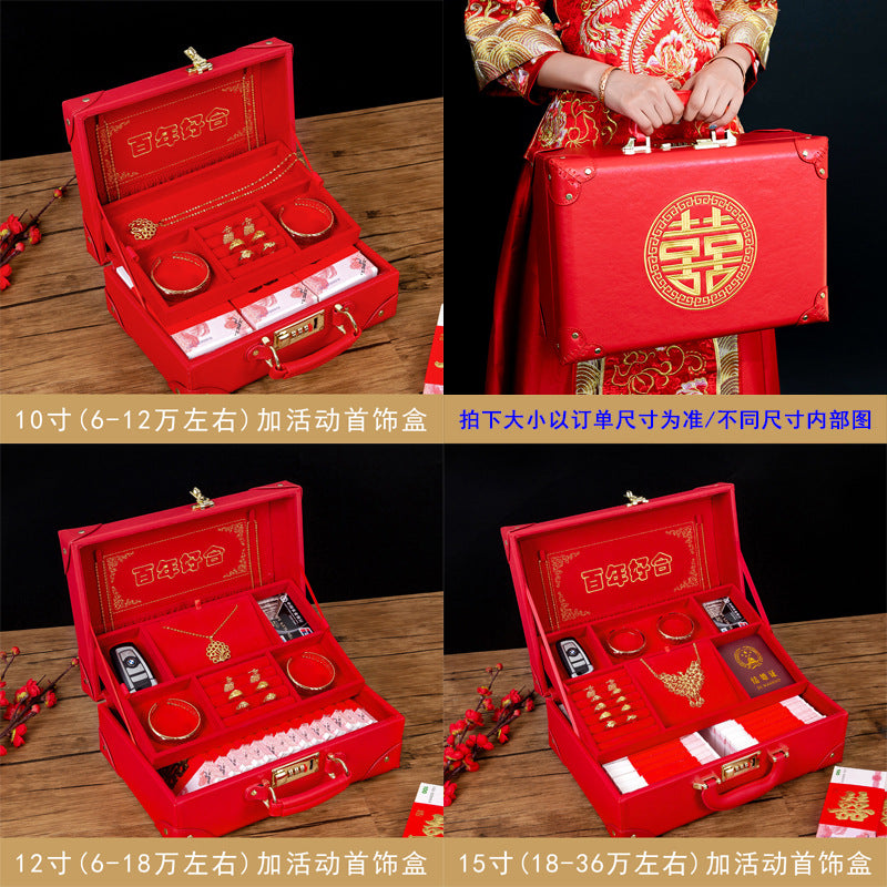 Estuche rojo para boda, caja de dote para novia, caja de regalo para boda, estuche para ceremonia tradicional