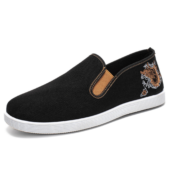 2024 New Ethnic Style Chinese Embroidered Canvas Shoes – Breathable Slip-On Men’s Summer Shoes