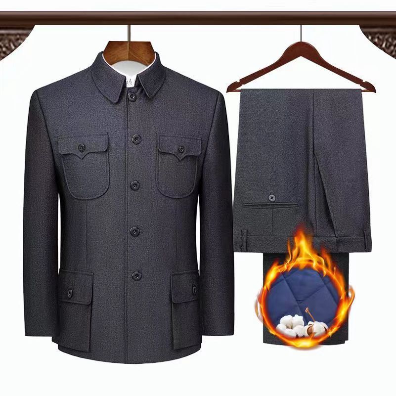 Trajes Zhongshan al por mayor para personas de mediana edad y mayores: estilo tradicional del abuelo
