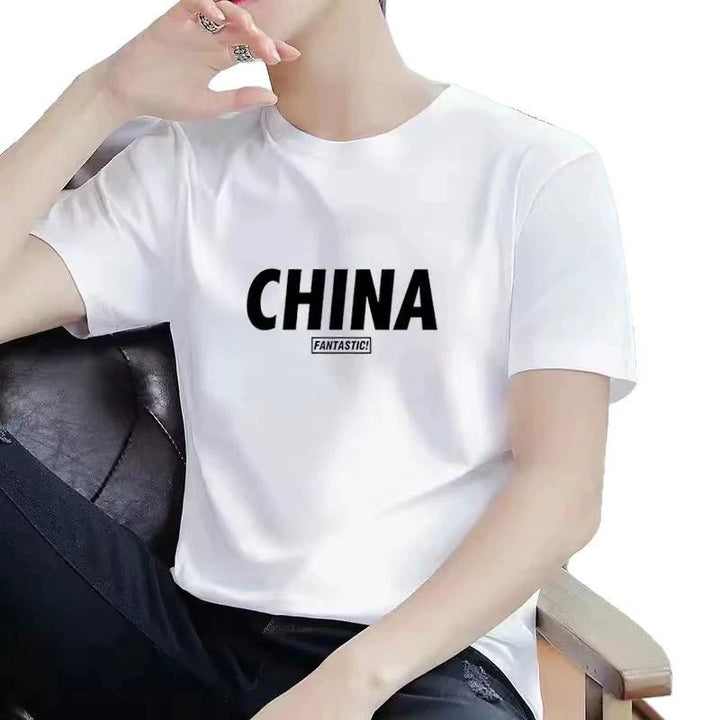 Summer new pure cotton T-shirt men's short-sleeved trendy brand loose versatile national trend T-shirt half-sleeved Chinese style men's T-shirt