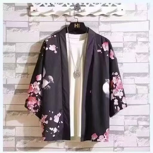 National Style Short Sleeve Men's Summer Loose Cardigan – National Tide Thin Jacket, Retro Robe, Couple Shirt
