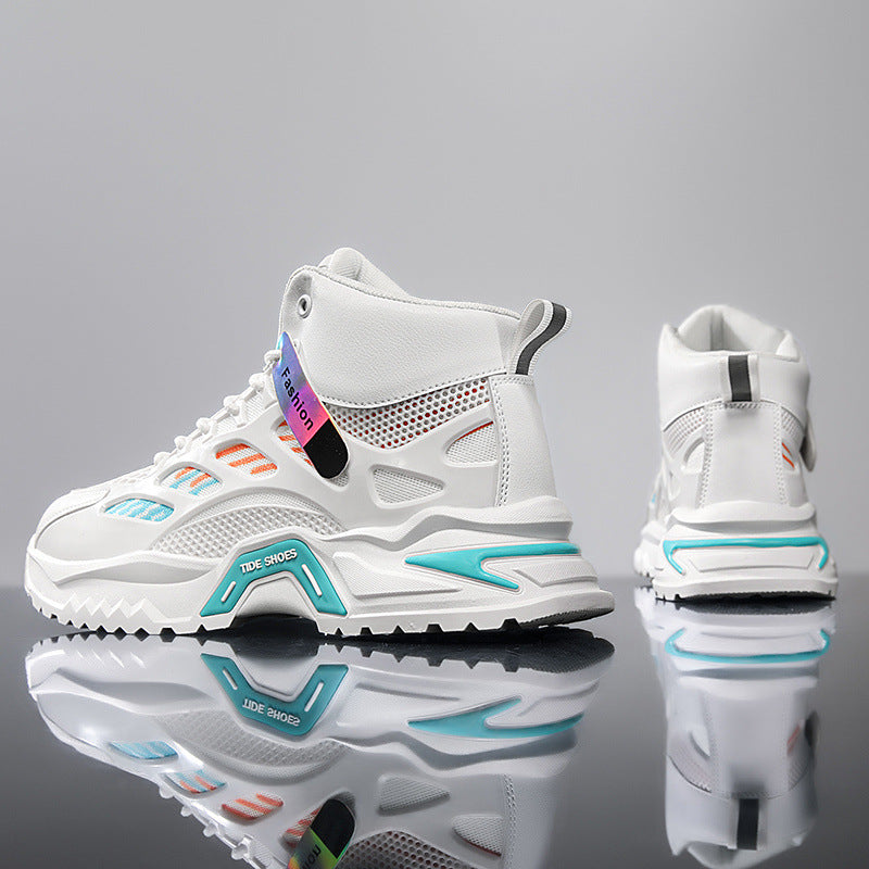 Zapatos de hombre de tendencia nacional, otoño 2024, nuevos zapatos deportivos casuales de suela gruesa transpirables de caña alta para jóvenes, zapatos de moda para papá para hombre