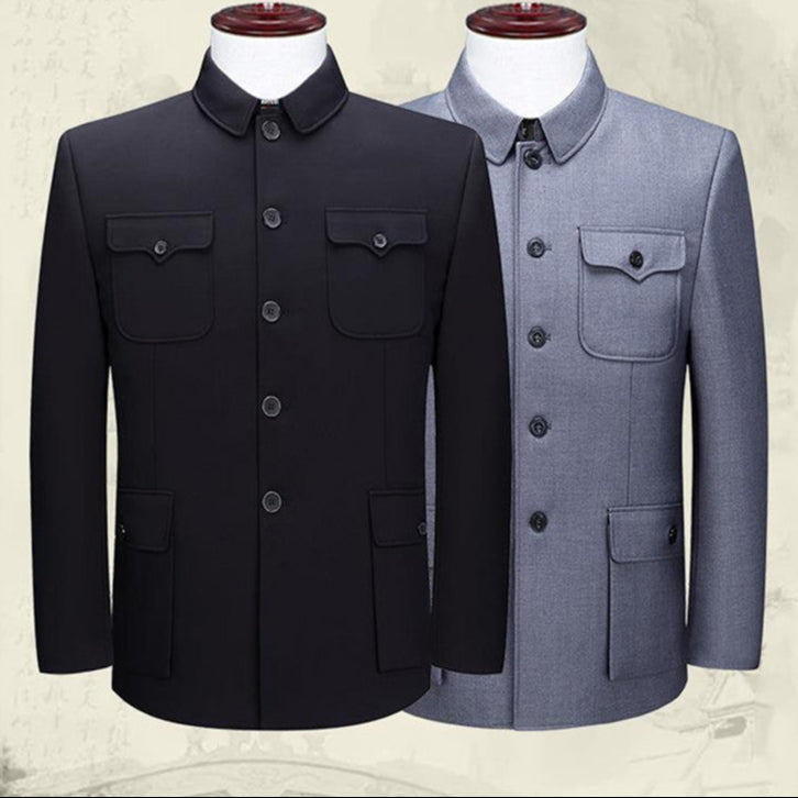 Zhongshan suit for middle-aged and elderly men single-piece coat top dad's clothes grandfather old-fashioned suit men's spring and autumn