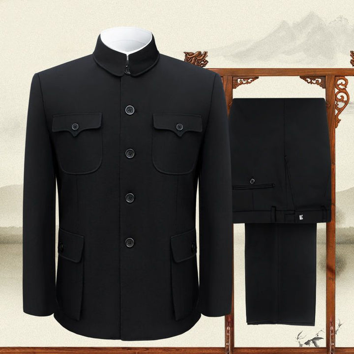 Spring & Autumn Army Casual Wear and Zhongshan Suits for Middle-aged and Elderly Men