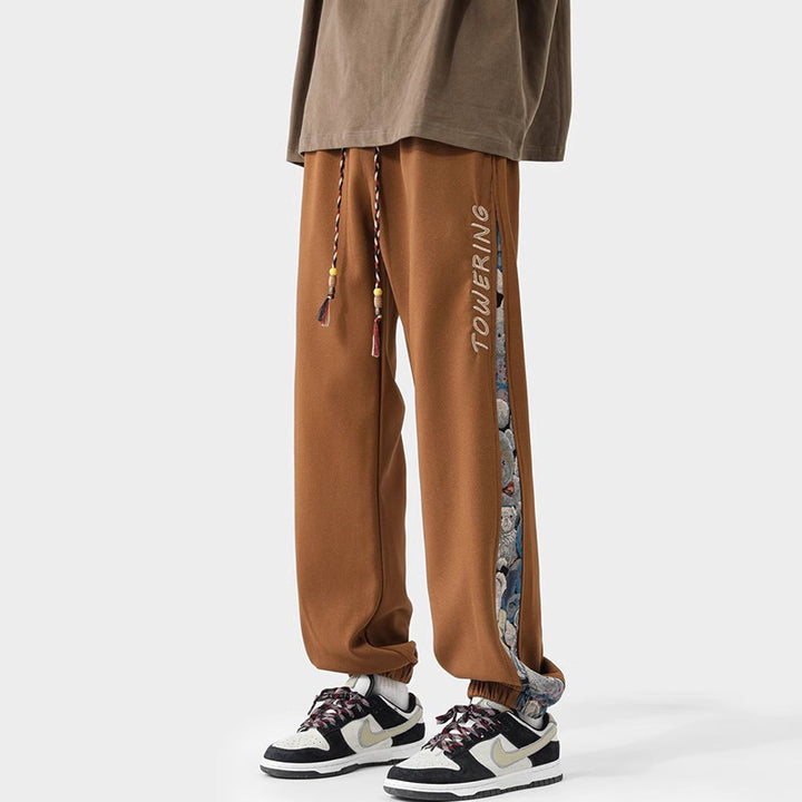 Pantalones bordados WASSUP NEST para hombre: pantalones largos casuales de pierna ancha de primavera