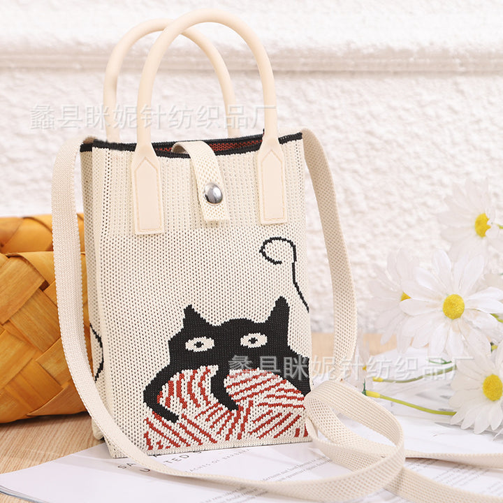 Bolso de punto de moda transfronterizo: bolso bandolera para teléfono de estilo chino