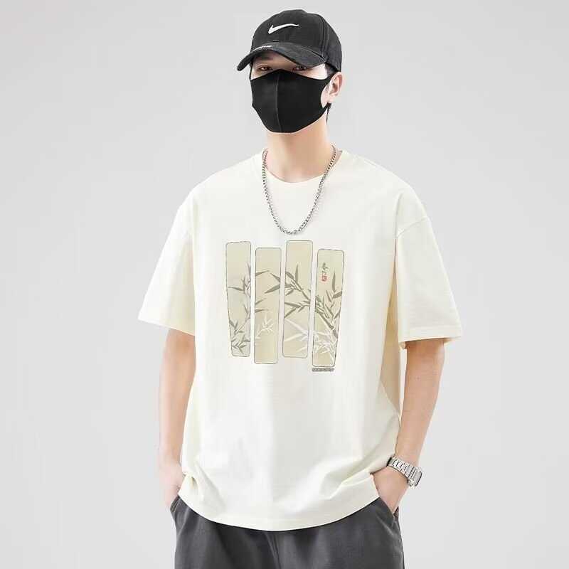 Camiseta de manga corta estilo chino para hombre, ropa de verano 2025, nueva tendencia de marca de moda, suelta, versátil, fina, estilo chino, media manga