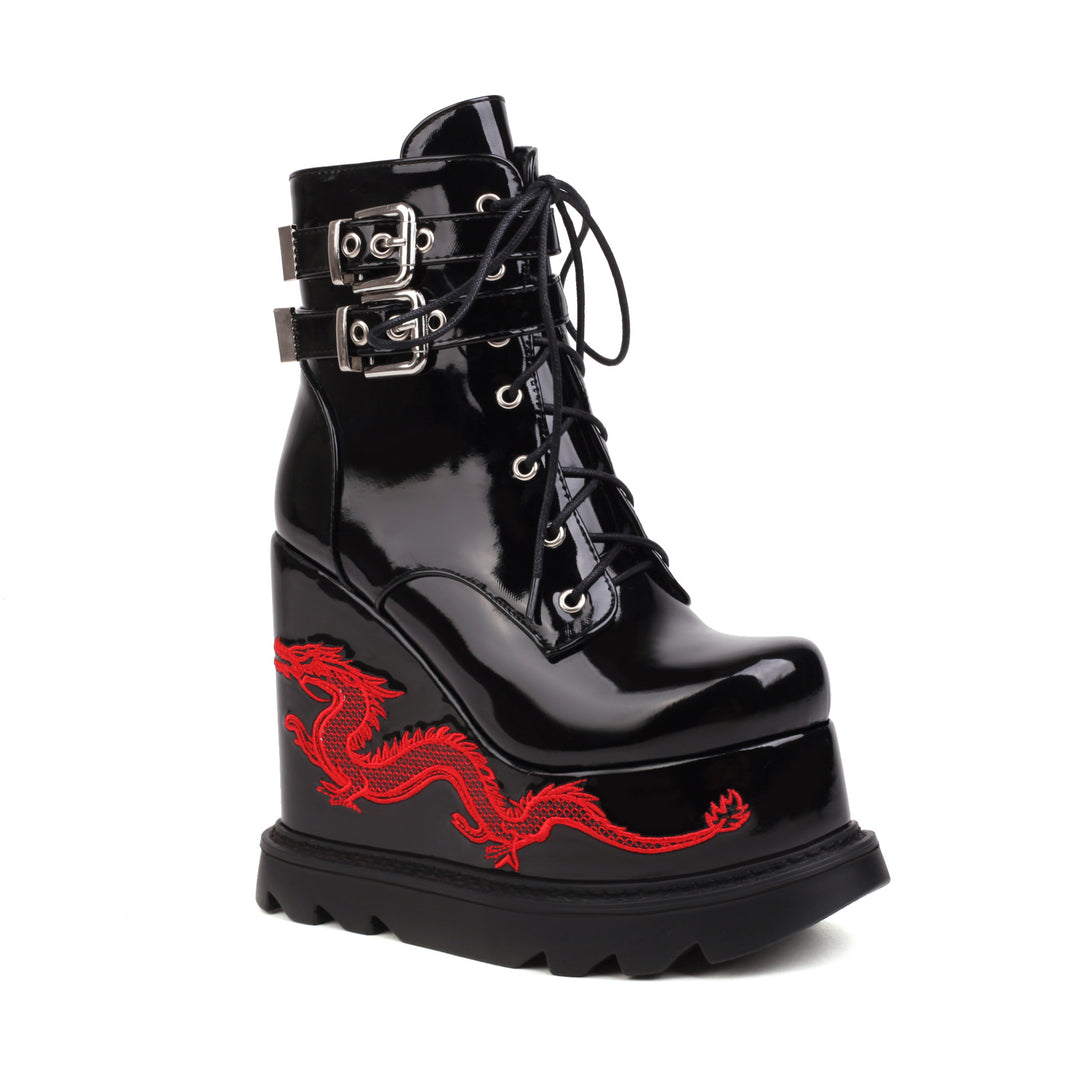 Cross-border foreign trade autumn and winter super high heel thick bottom large size 40-43 waterproof platform national tide embroidered short tube women's boots
