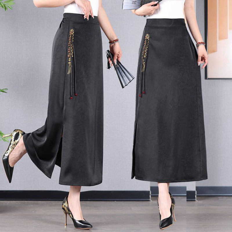2024 New Women's Chinese-Style Embroidered Mamen Skirt | Elegant, Slimming, Mid-Length Fashion Skirt
