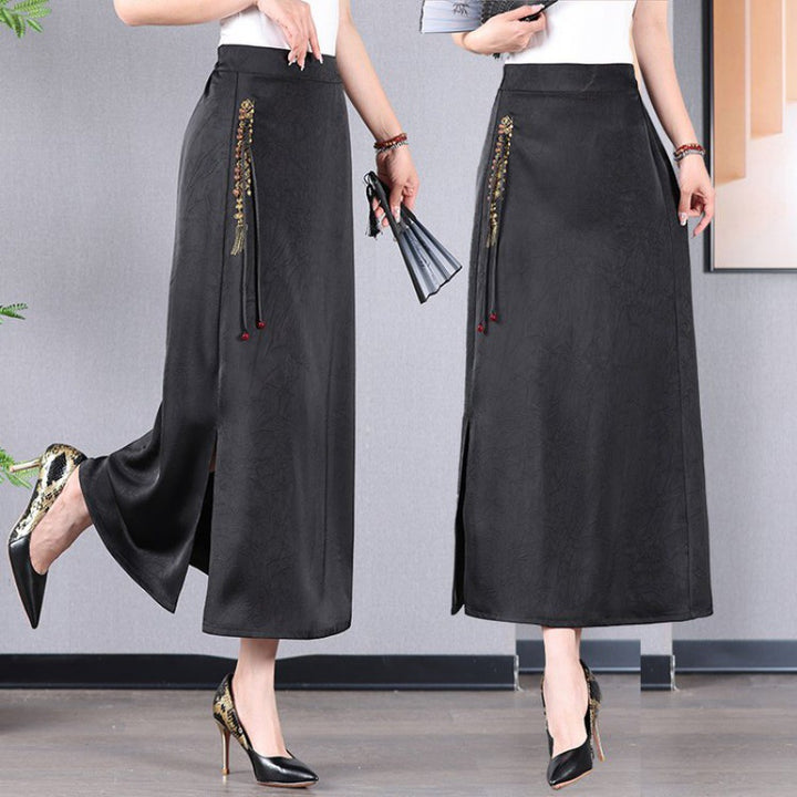 2024 New Women's Chinese-Style Embroidered Mamen Skirt | Elegant, Slimming, Mid-Length Fashion Skirt