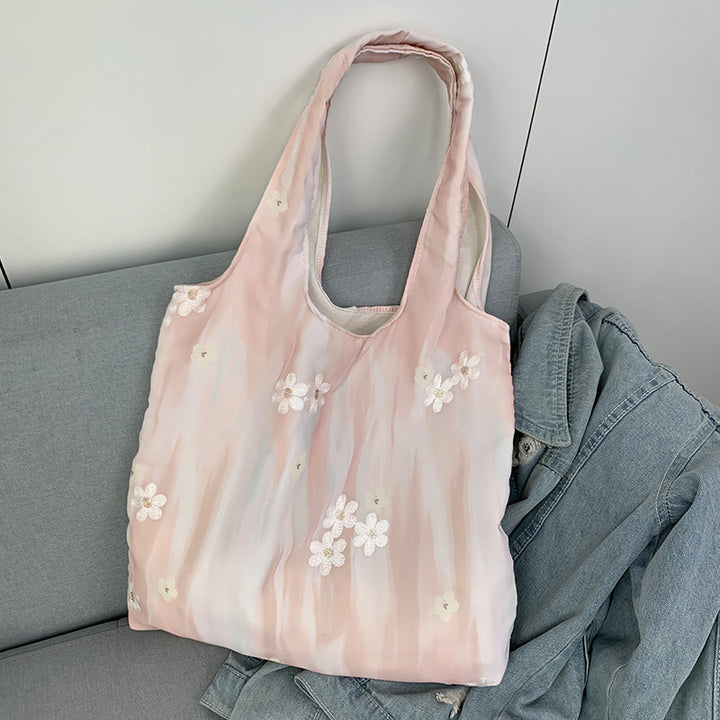 Bolsa de lona bordada estilo chino: diseño artístico con lavado de tinta