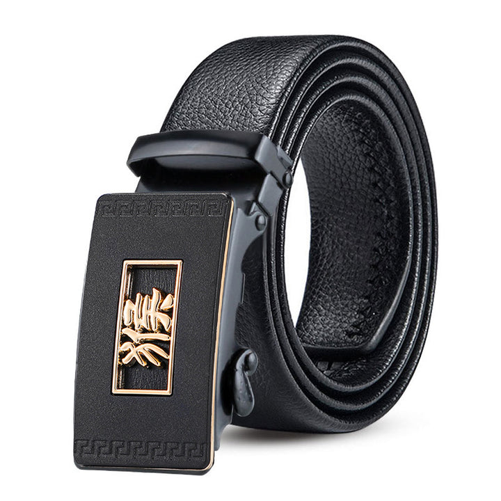 Cinturón con hebilla automática del zodiaco, resistente a arañazos y ribeteado para hombre. Cinturón informal de estilo chino.