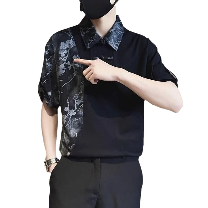 Polo de manga corta de estilo chino estrictamente seleccionado, camiseta holgada de verano para hombre, nueva tendencia 2024, camisa de media manga con botones de metal
