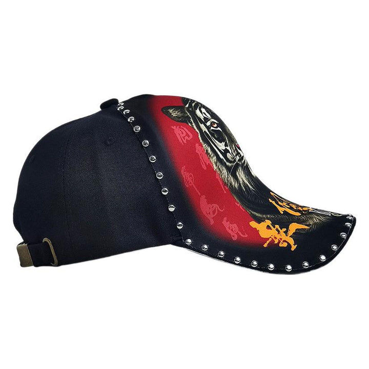 Gorra de béisbol unisex con estampado del zodiaco tigre de tendencia nacional: estilo chino, con cabeza de tigre y un estilo de pico de pato llamativo y elegante.