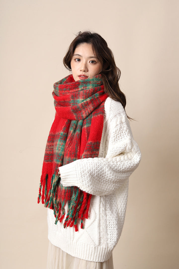 Bufanda de punto unisex de invierno: rojo festivo para Navidad y Año Nuevo