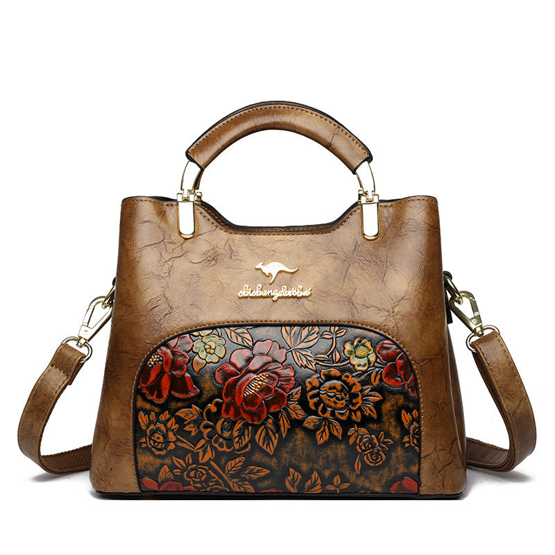 Vintage Chinese Style Peony Embossed Handbag
