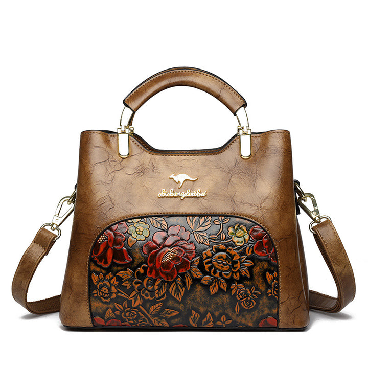 Vintage Chinese Style Peony Embossed Handbag