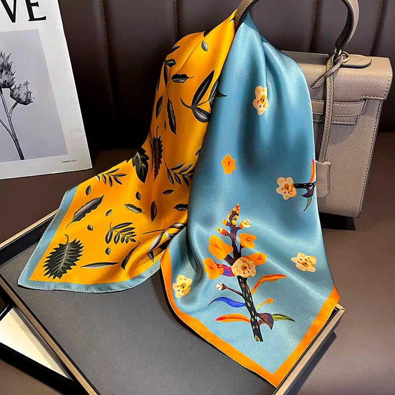 Nuevo regalo de estilo chino para mujer: pañuelo de seda con estampado "Mil millas de ríos y montañas", chal cuadrado grande para el Día de la Madre.