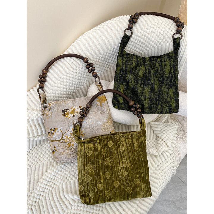 Modern Chinese-Style Vintage Shoulder Tote – Artistic Small Square Bag