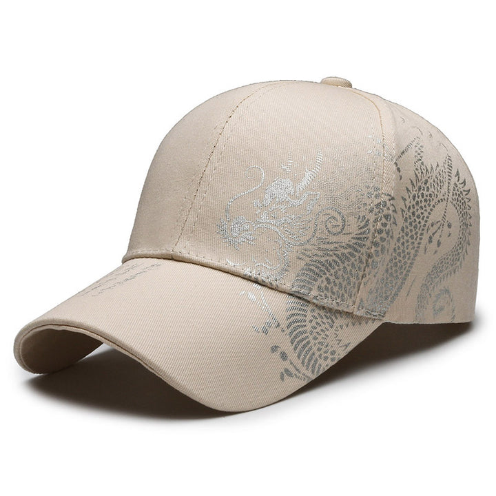 Gorra de béisbol unisex con estampado de dragón: gorra artística de ala dura estilo chino para primavera y otoño.