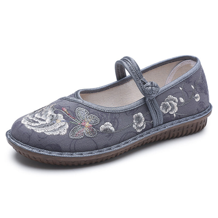 2024 New Women's Old Beijing Cloth Shoes – Spring and Autumn Ethnic Style Embroidered Hanfu Flats for Middle-Aged and Elderly Women