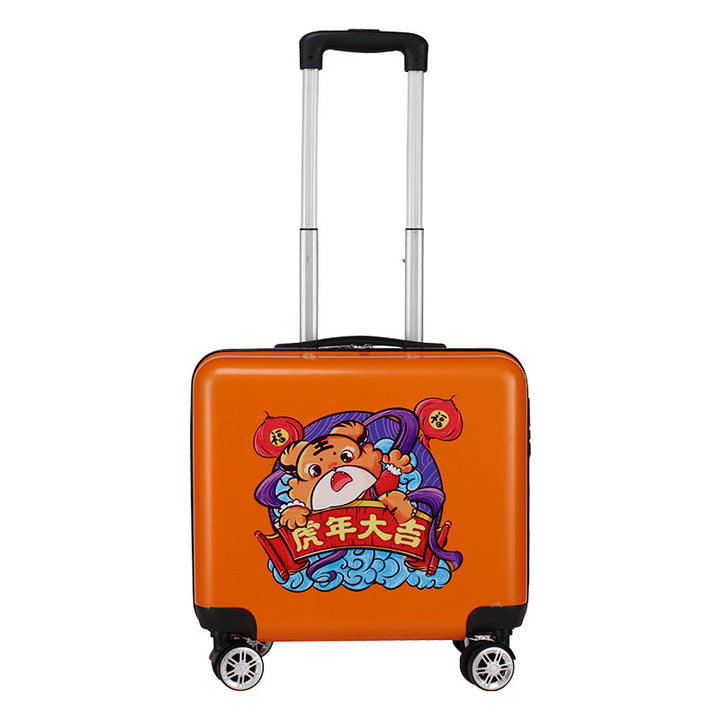 Equipaje infantil con ruedas universales: maleta con ruedas de gran capacidad, tendencia nacional, para viajes de primavera.