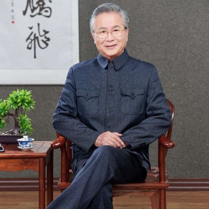 Traje Zhongshan para hombres de mediana edad y mayores, traje Zhongshan para ancianos, abrigo de papá, estilo primavera y otoño, ropa para ancianos, tops de abuelo
