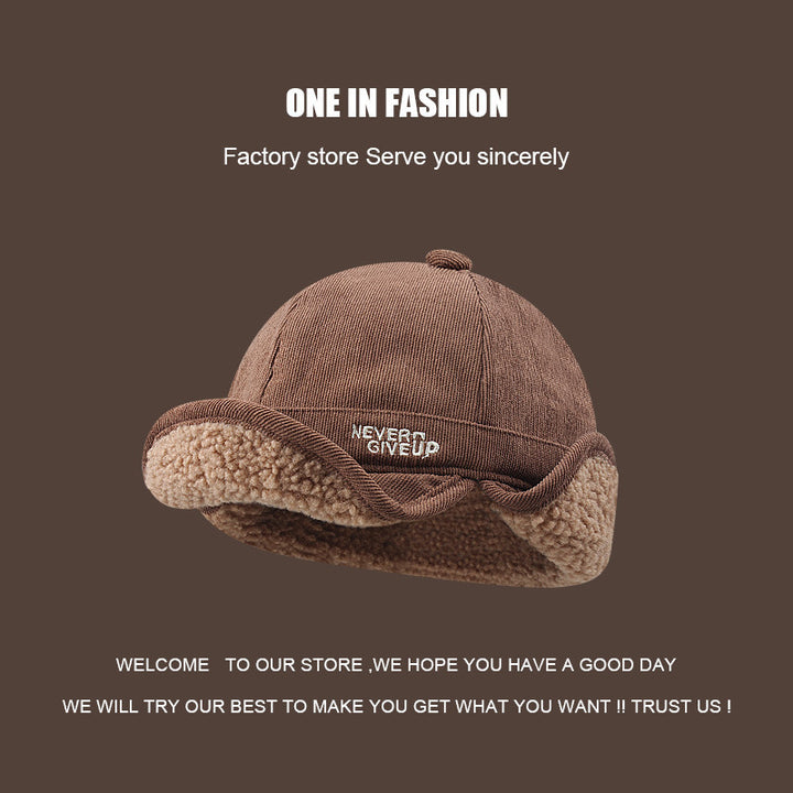 Gorro de aviador de lana de cordero gruesa Trendy Ins: gorro cálido con orejeras para hombre y mujer, ideal para ciclismo de invierno.