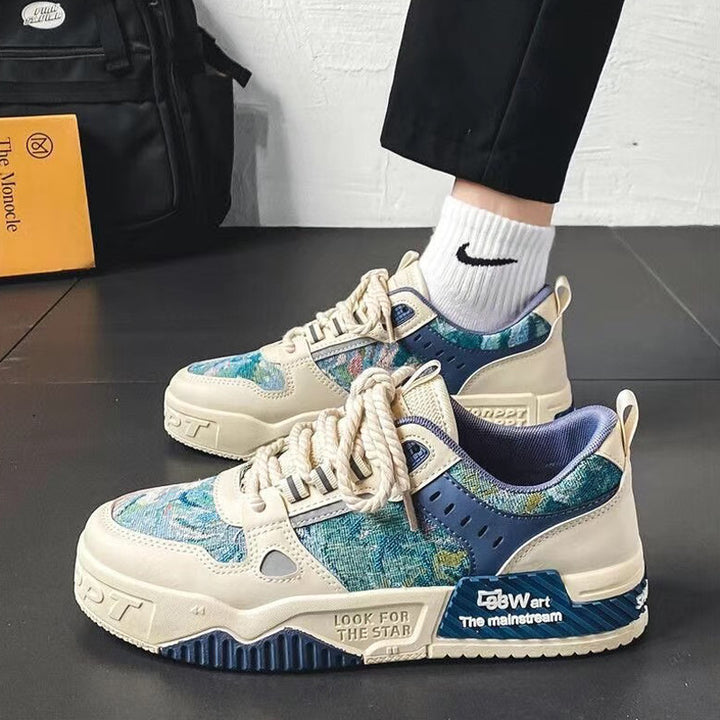 Zapatos deportivos casuales de verano para hombre, zapatos de estilo nacional de caña baja, zapatos de tendencia, diseño de nicho, zapatillas versátiles de suela gruesa para estudiantes con aumento de altura.