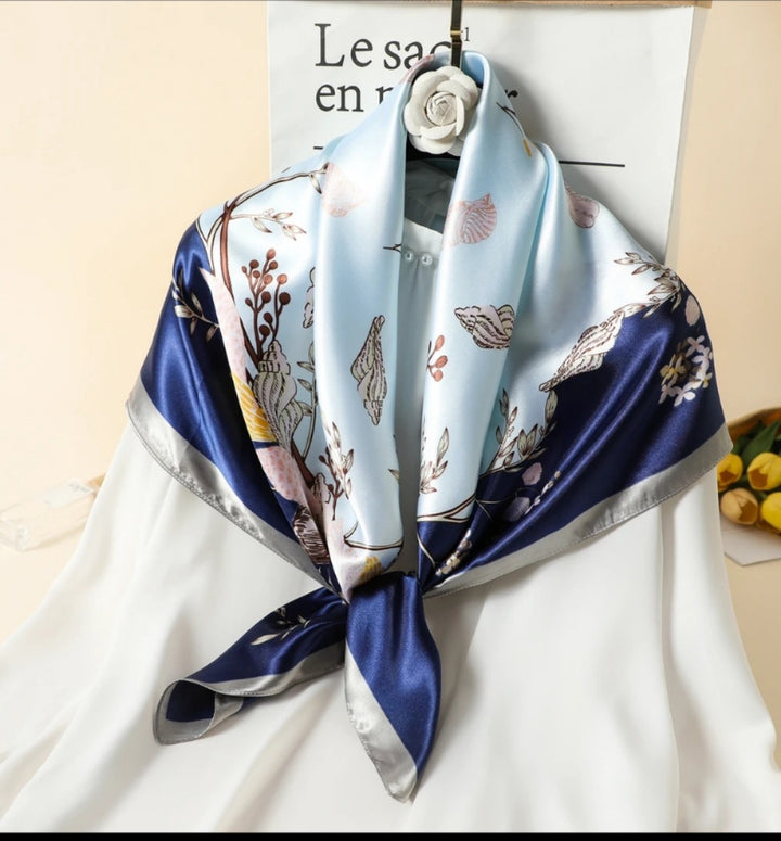 Pañuelo cuadrado de seda para mujer de 90 cm, estampado satinado, al por mayor