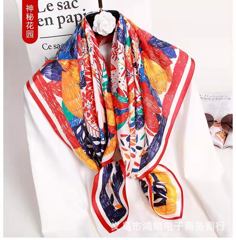 Nuevo regalo de estilo chino para mujer: pañuelo de seda con estampado "Mil millas de ríos y montañas", chal cuadrado grande para el Día de la Madre.