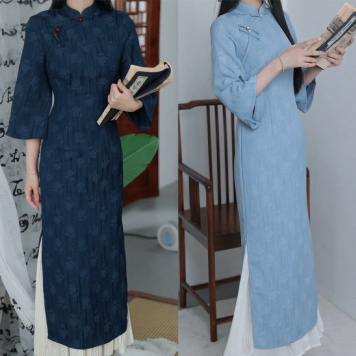 Qiao Niang Yu Elegant Lady-Style Modified New Chinese Qipao - 2024 Autumn Casual Wear for Young Women