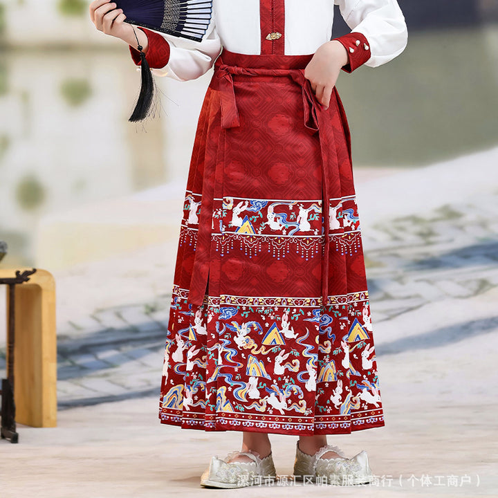 Girls' Hanfu Princess Set | Modernized Ming-Style Ma Mian Skirt | Spring/Autumn Tang-Inspired Chinese Outfit