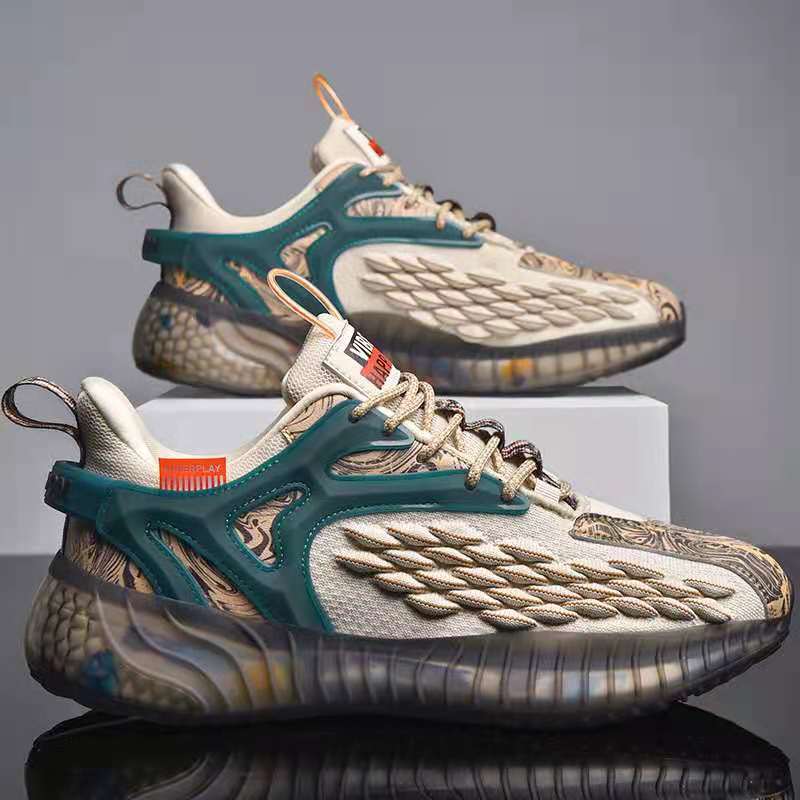Zapatillas deportivas para hombre, primavera 2024, nuevas zapatillas de estilo chino con diseño fluorescente de escamas de pescado, zapatillas de deporte informales para hombre