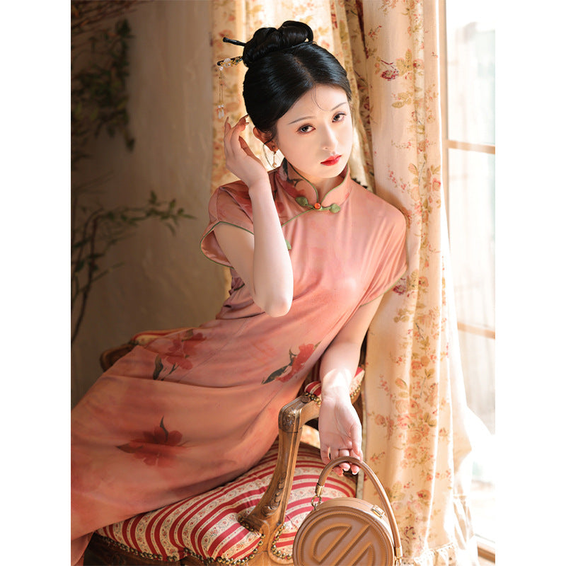 Pink cheongsam summer new 2024 improved young girl Republic of China style women's clothing new Chinese style daily wear