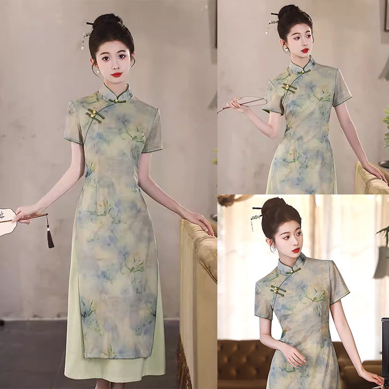 Pink cheongsam summer new 2024 improved young girl Republic of China style women's clothing new Chinese style daily wear