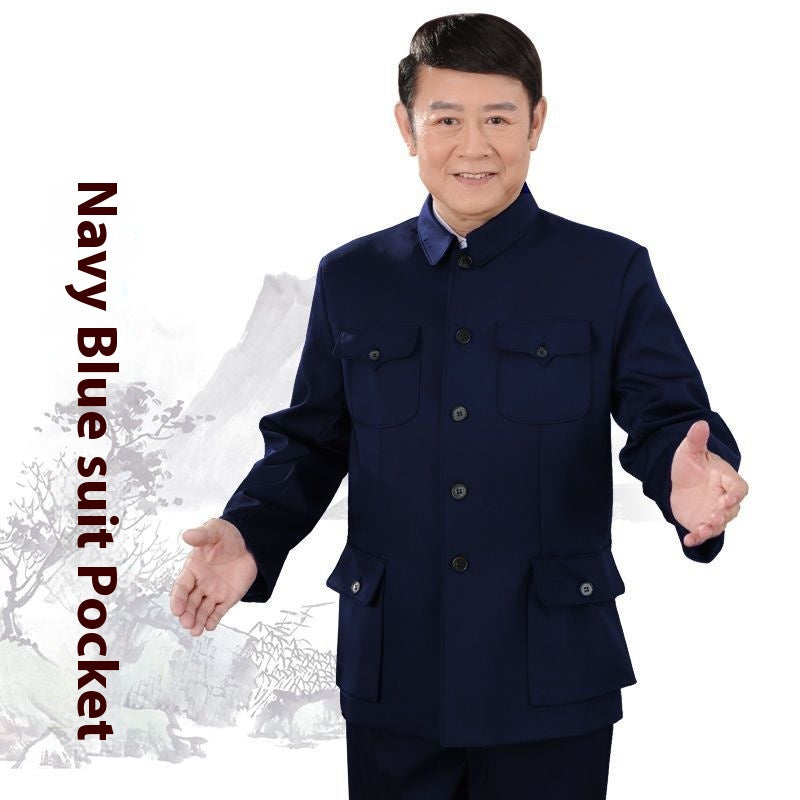 Spring & Autumn Army Casual Wear and Zhongshan Suits for Middle-aged and Elderly Men